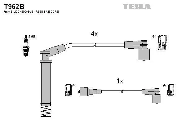 Комплект кабелей высоковольтных | OE: 1612556 ASTRA F CORSA A KADETT E VECTRA A 1.2 1.4 1.6 TESLA T962B (фото 1)