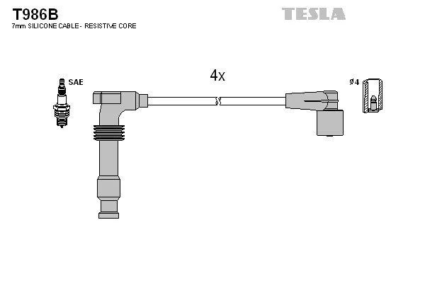Провід свічкові Лачетти 1,8 (силікон) Tesla TESLA T986B (фото 1)