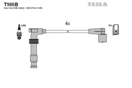 Провід свічкові Лачетти 1,8 (силікон) Tesla TESLA T986B