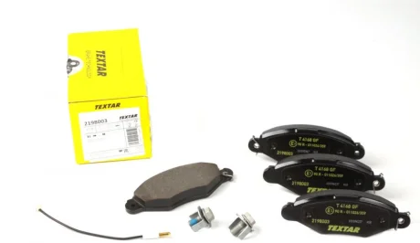 Комплект гальмівних колодок передн, NISSAN KUBISTAR RENAULT KANGOO, KANGOO EXPRESS 1.0-Electric 08.97- TEXTAR 2198003