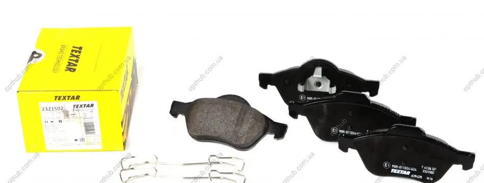 Комплект гальмівних колодок передн, RENAULT LAGUNA, LAGUNA II, LAGUNA III, MEGANE II, SCENIC II, TWINGO II, WIND 1.2-2.0D 03.01-12.15 TEXTAR 2321502 (фото 1)