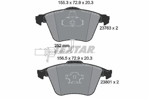 Колодки гальмівні (передні) Audi A4/A6/A8 02-11 (Ate-Teves) (з датчиками/ L=252mm) Q+ (opt-om) TEXTAR 2376302 (фото 1)