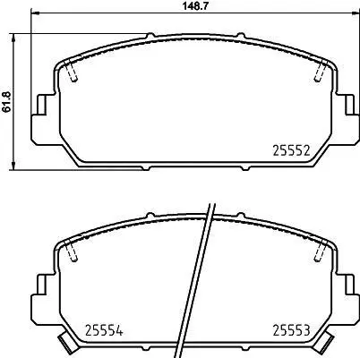 Комплект гальмівних колодок передн (без сертифікату ECE R90), ACURA RDX 3.5 09.11-08.18 TEXTAR 2555201 (фото 1)