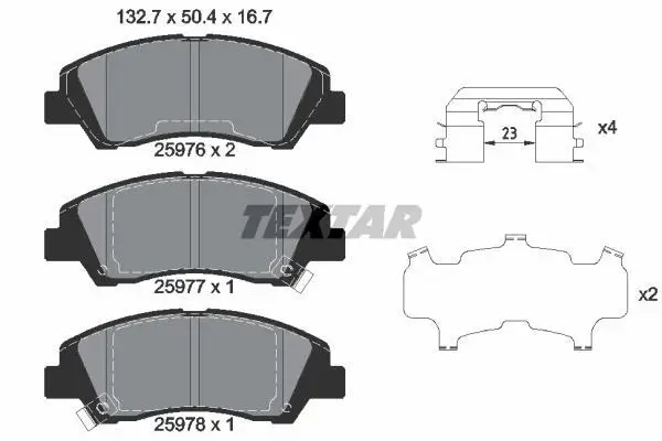 Комплект гальмівних колодок передн, HYUNDAI I10 II, I10 III KIA CEED 1.0-1.6D 08.13- TEXTAR 2597601 (фото 1)