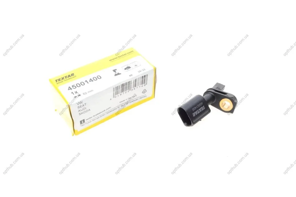 Датчик ABS (передний) VW Caddy 20-/Golf VII/Passat/Skoda Roomster 08- (L) (L=62mm) UA63 TEXTAR 45001400 (фото 1)