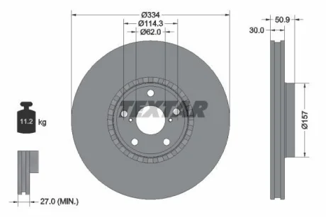 Диск гальмівний передн лів (без маточини) LEXUS GS, IS II, IS III, RC 2.0-4.6 04.05- TEXTAR 92147800