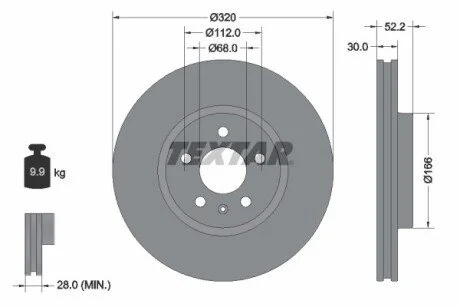 Диск гальмивний (передний) Audi A4/A5/Q5 07-17 (320x30) PRO+ UA63 TEXTAR 92160005