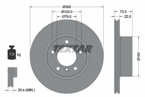 Диск гальмівний передн лів/прав BMW 1 (F20), 1 (F21), 3 (F30, F80), 3 (F31), 3 GRAN TURISMO (F34), 4 (F32, F82), 4 (F33, F83), 4 GRAN COUPE (F36) RENAULT MASTER III 1.5-3.0D 02.11- TEXTAR 92238503 (фото 1)