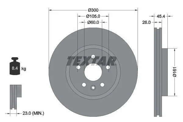 Диск гальмивний (передний) Opel Astra K 15- (300x26) R16 PRO (заминено на 92277205) UA63 TEXTAR 92277203 (фото 1)