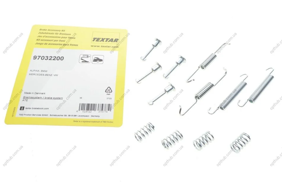 Комплект пружинок колодок ручника VW T5 1.9-2.5 TDI 03-15 UA63 TEXTAR 97032200 (фото 1)