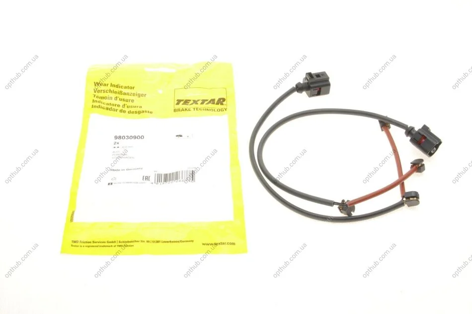 Датчик зносу гальмівних колодок (передніх) VW Touareg 02-10/ Audi Q7 06-15 (к-кт 2шт) UA63 TEXTAR 98030900 (фото 1)