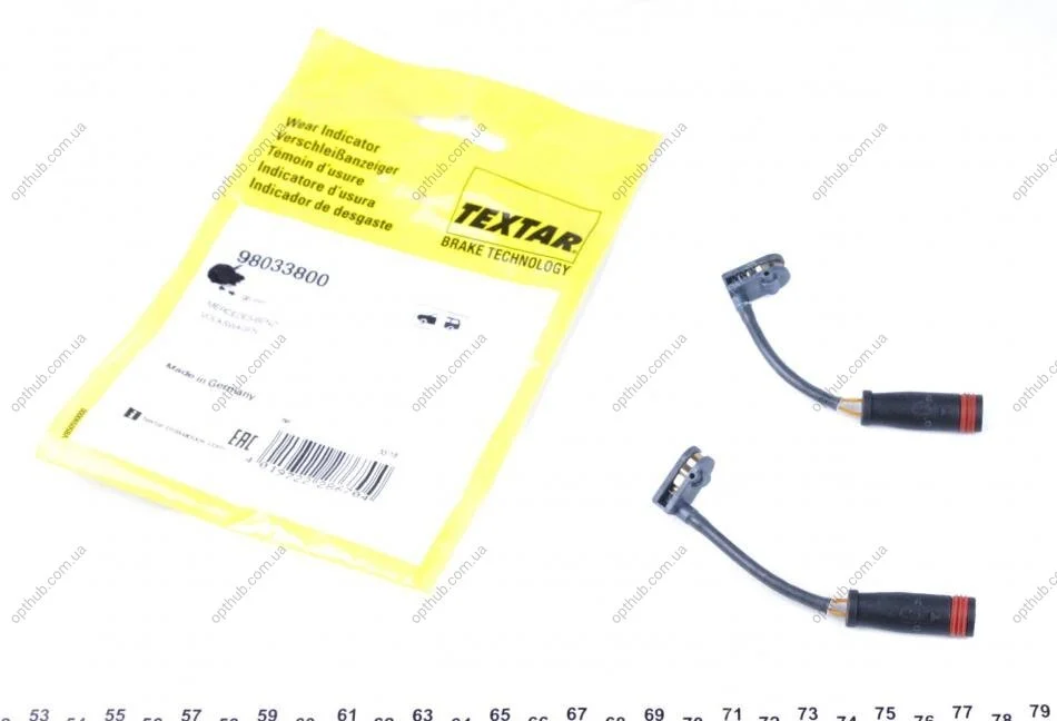 Датчик зносу гальмівних колодок MB Sprinter/VW Crafter 06- (L=95mm) (к-кт 2шт) (opt-om) TEXTAR 98033800 (фото 1)