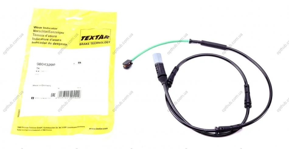 Датчик зносу гальмівних колодок (задніх) BMW 5 (F07) 09- (opt-om) TEXTAR 98043200 (фото 1)