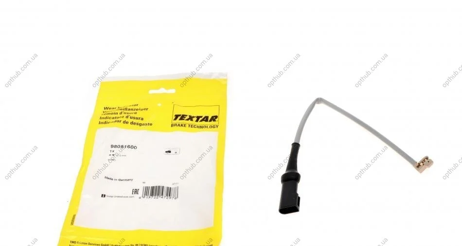 Датчик износа тормозных колодок (передних) Ford Transit 2.0/2.2TDCi 2012- (L=315mm) UA63 TEXTAR 98051600 (фото 1)