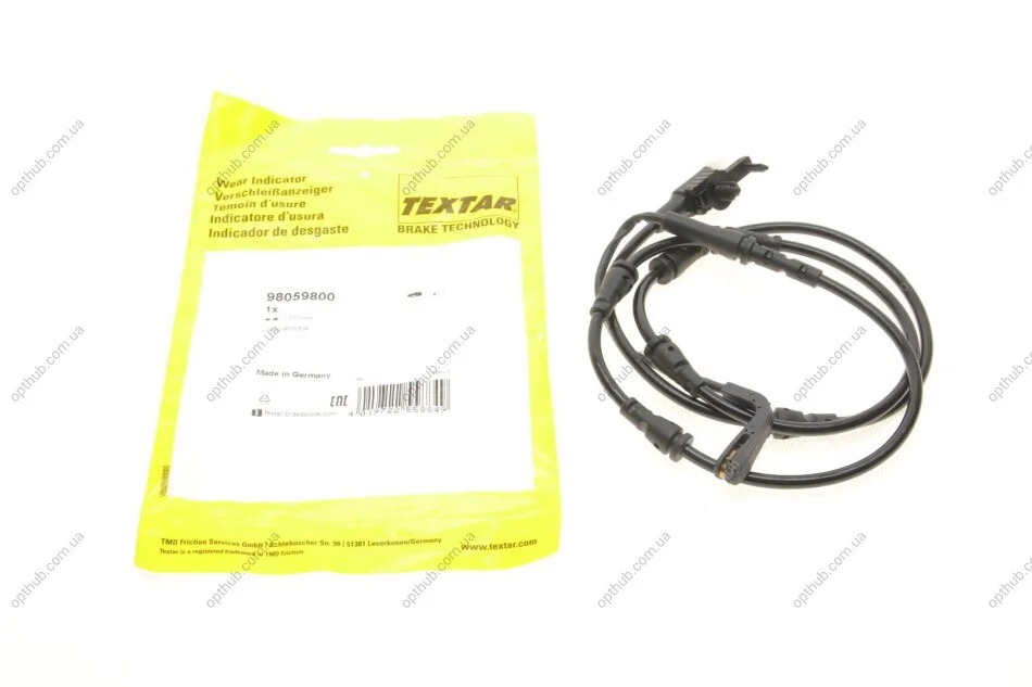 Датчик зносу гальмівних колодок (передніх) Land Rover Defender/Discovery/Range Rover 12- (L= (opt-om) TEXTAR 98059800 (фото 1)
