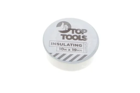 Стрічка ізоляційна біла, 10 м х 19 мм Top-tools 24B111