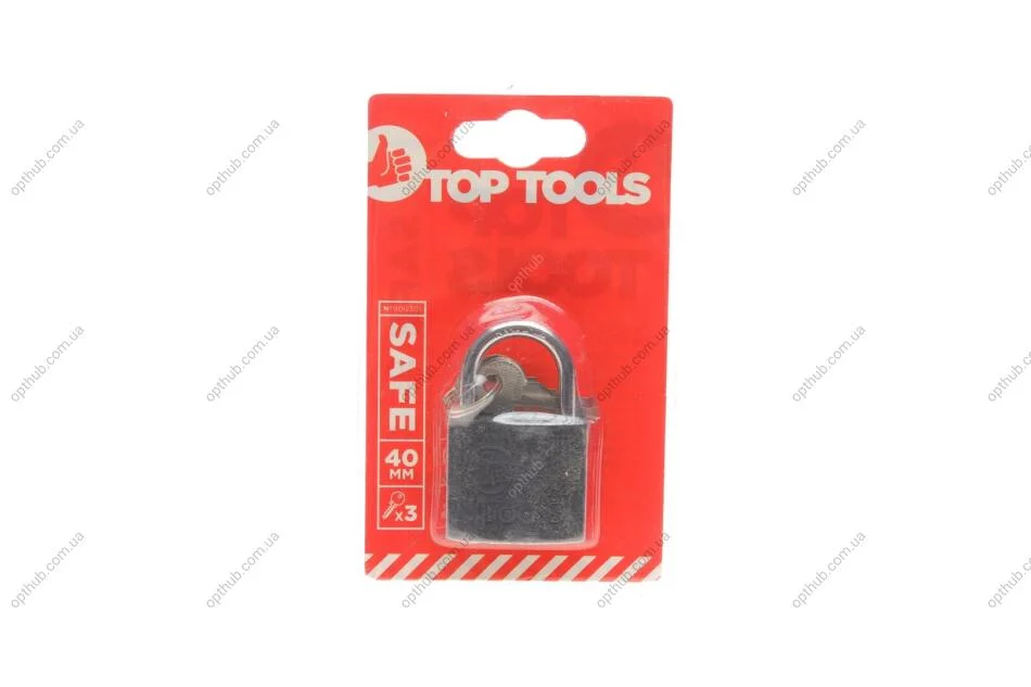 Замок навісний чавунний, 40 мм, 2 ключа Top-tools 90U301 (фото 1)