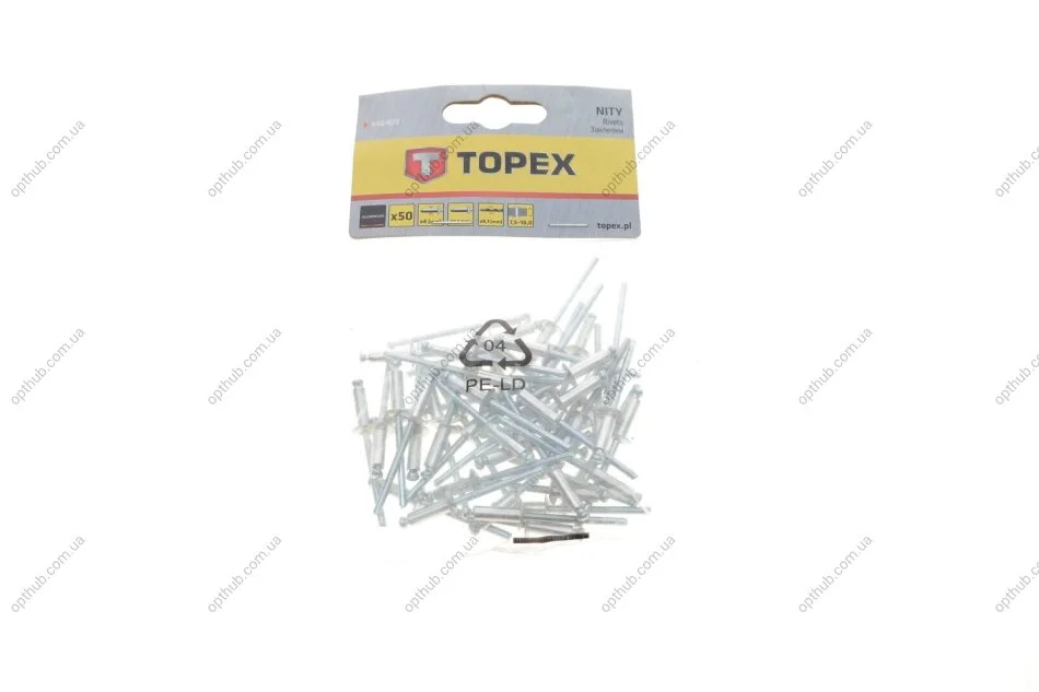Заклепка алюминиева (4.0х12.5mm) (к-кт 50шт) TOPEX (opt-om) Topex 43E403 (фото 1)