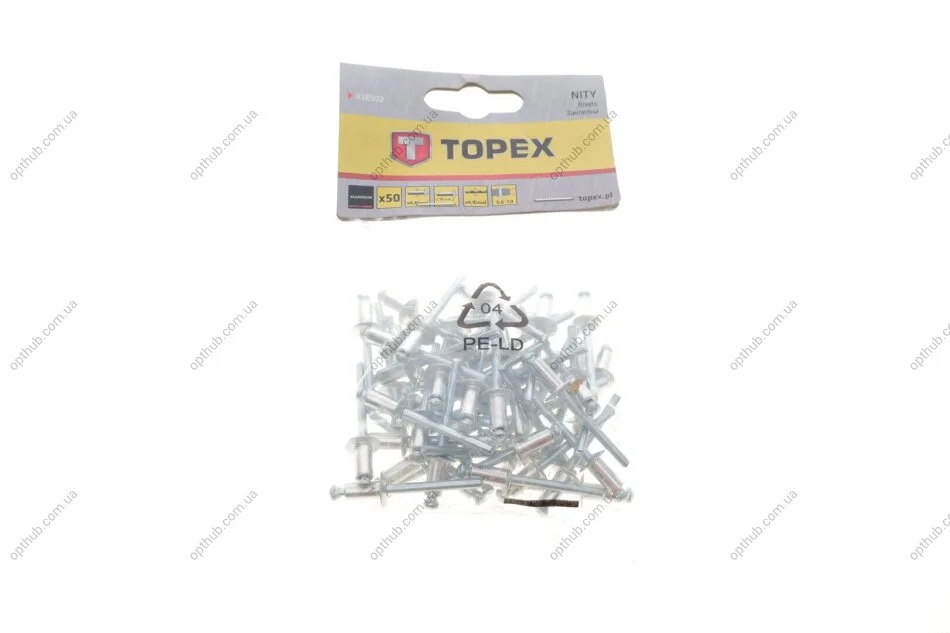 Заклепка алюминиева (4.8х10mm) (к-кт 50шт) TOPEX (opt-om) Topex 43E502 (фото 1)