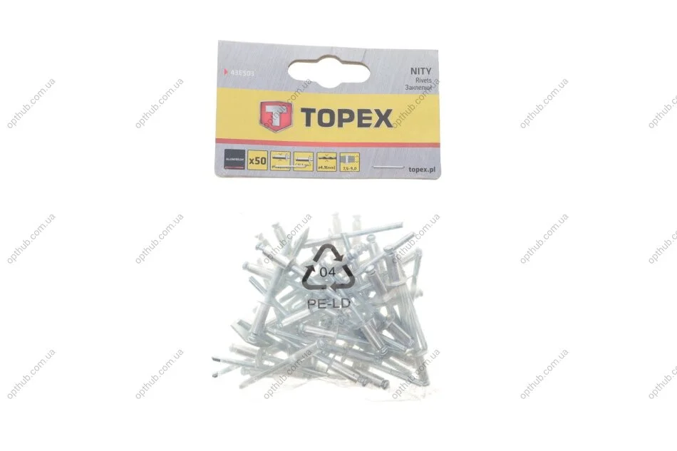 Заклепка алюминиева (4.8х12.5mm) (к-кт 50шт) TOPEX (opt-om) Topex 43E503 (фото 1)