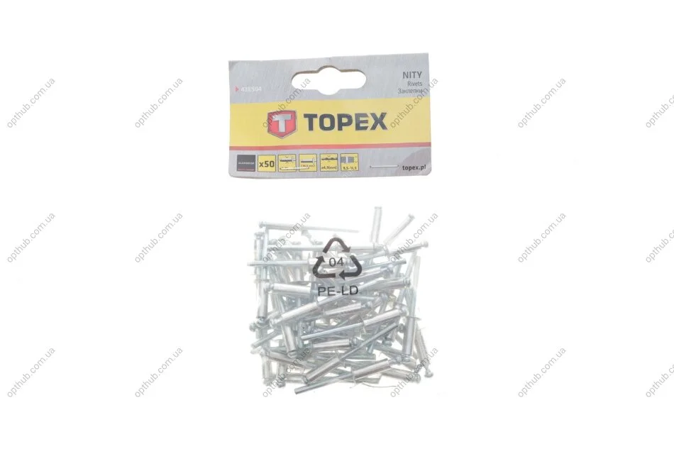 Заклепка алюминиева (4.8х14.5mm) (к-кт 50шт) TOPEX (opt-om) Topex 43E504 (фото 1)