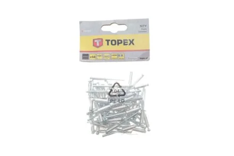 Заклепка алюминиева (4.8х14.5mm) (к-кт 50шт) TOPEX (opt-om) Topex 43E504