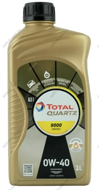 Олива моторна QUARTZ 9000 ENERGY 0W-40 1л QUARTZ 9000 ENERGY 0W40 12X1L -ua TOTAL 0W40 QE 9000 1L (фото 1)