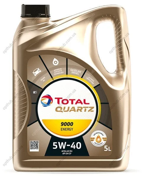 Олива моторна Quartz 9000 Energy 5W40 (5 Liter) TOTAL 216609 (фото 1)