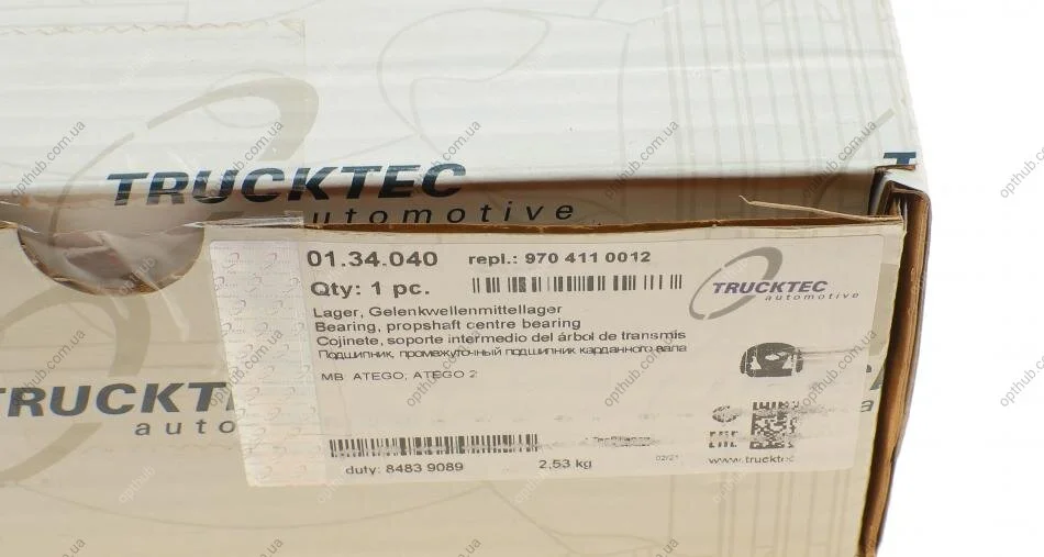 Підвісна опора карданного валу з підшипником (Підшипник підвісний) AUTOMOTIVE TRUCKTEC 01.34.040 (фото 1)