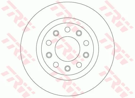 Диск гальмівний задн лів/прав ALFA ROMEO 159, GIULIETTA 1.4-2.0D 09.05-12.20 TRW DF8070