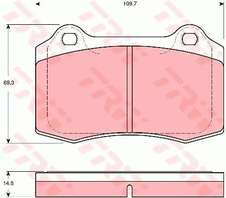 Комплект гальмівних колодок задн/передн, DS DS 3 VOLVO S60 I, V70 II CITROEN DS3 JAGUAR S-TYPE II, XJ PEUGEOT 208 I SEAT IBIZA II TESLA MODEL X 1.2-Electric 07.00- TRW GDB1513 (фото 1)