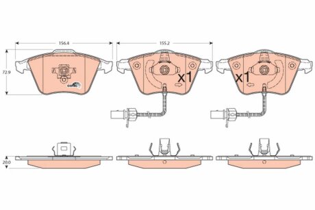 Колодки гальмівні дискові ПЕРЕДН AUDI A4 2003 - 2009, A6 2004 - 2011, A6 ALLROAD 2006 - 2011 -ua TRW GDB1554 (фото 1)