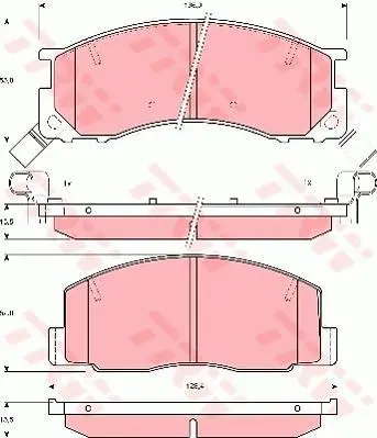 Комплект гальмівних колодок передн, TOYOTA LITEACE, MODEL F, PREVIA I 1.5-2.4 08.88-08.00 TRW GDB3086 (фото 1)