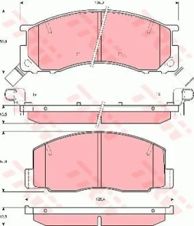 Комплект гальмівних колодок передн, TOYOTA LITEACE, MODEL F, PREVIA I 1.5-2.4 08.88-08.00 TRW GDB3086