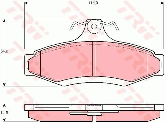 Комплект гальмівних колодок задн, CHEVROLET ASTRA, ZAFIRA DAEWOO LEGANZA, MUSSO, NUBIRA, TACUMA / REZZO MITSUBISHI MAGNA, VERADA SSANGYONG KORANDO, MUSSO 1.6-3.5 03.96- TRW GDB3172 (фото 1)