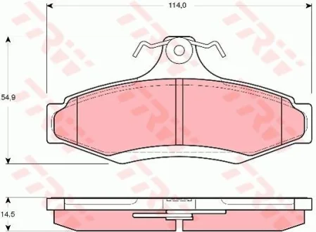 Комплект гальмівних колодок задн, CHEVROLET ASTRA, ZAFIRA DAEWOO LEGANZA, MUSSO, NUBIRA, TACUMA / REZZO MITSUBISHI MAGNA, VERADA SSANGYONG KORANDO, MUSSO 1.6-3.5 03.96- TRW GDB3172