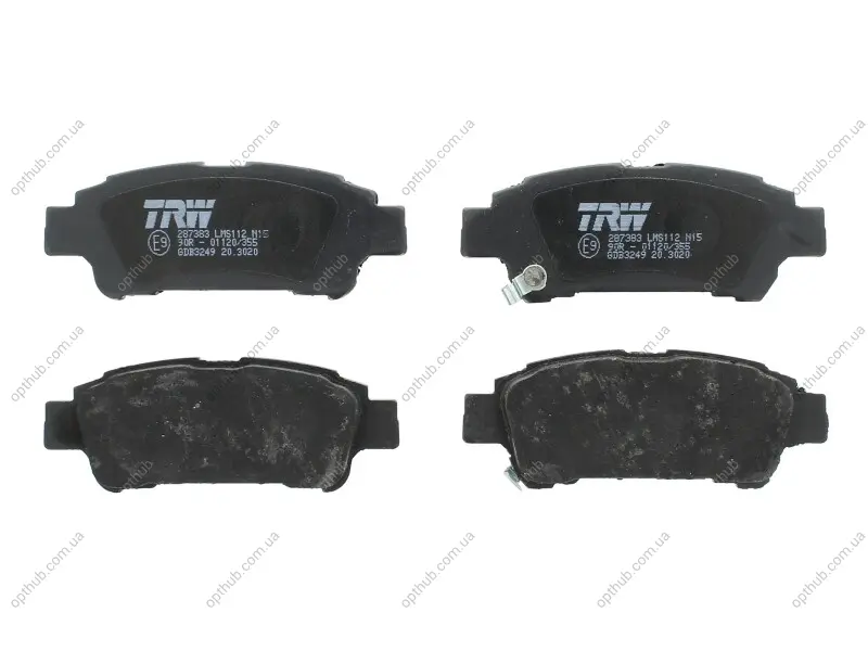 Комплект гальмівних колодок задн, TOYOTA ALPHARD I, AVENSIS VERSO, ISIS, NOAH/VOXY, PREVIA II, SIENNA 1.8-3.5 02.00-08.14 TRW GDB3249 (фото 1)
