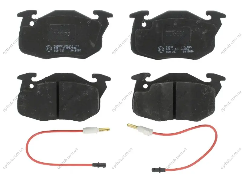 Комплект гальмівних колодок передн, MERCEDES VITO (W639) CITROEN AX, SAXO PEUGEOT 106 I, 106 II, 205, 205 I, 205 II, 305, 305 I, 305 II, 309, 309 I, 309 II, 405 I 1.0-Electric 05.77-08.14 TRW GDB327 (фото 1)