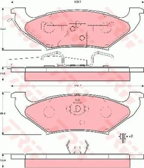 Комплект гальмівних колодок задн, CHRYSLER GRAND VOYAGER III, VOYAGER III DODGE CARAVAN LINCOLN CONTINENTAL, CONTINENTAL TOWN CAR, TOWN CAR II PLYMOUTH VOYAGER 2.0-4.6 10.90-12.02 TRW GDB4045
