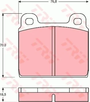 Комплект гальмівних колодок передн, MERCEDES /8 (W114), /8 (W115) VW TRANSPORTER T2, TRANSPORTER T3 1.6-2.5 01.68-07.92 TRW GDB407