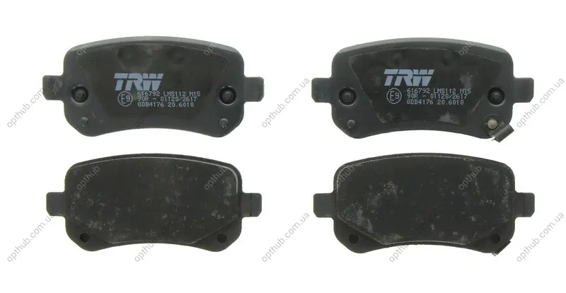 Комплект гальмівних колодок задн, CHRYSLER GRAND VOYAGER V, TOWN & COUNTRY, VOYAGER V DODGE GRAND, JOURNEY FIAT FREEMONT 2.0D-4.0 06.07- TRW GDB4176 (фото 1)