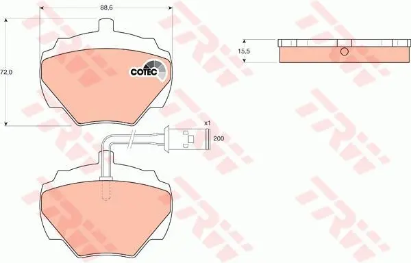 Комплект гальмівних колодок задн, LAND ROVER 90 I, DEFENDER, DISCOVERY I, RANGE ROVER I 2.0-4.3 08.81-02.16 TRW GDB976 (фото 1)