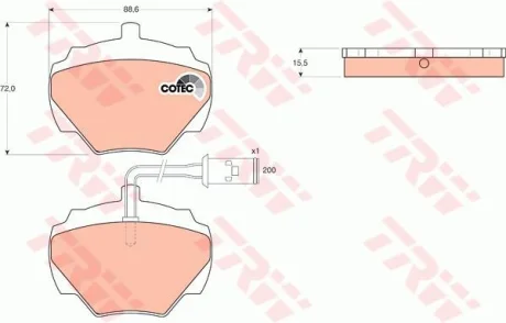 Комплект гальмівних колодок задн, LAND ROVER 90 I, DEFENDER, DISCOVERY I, RANGE ROVER I 2.0-4.3 08.81-02.16 TRW GDB976