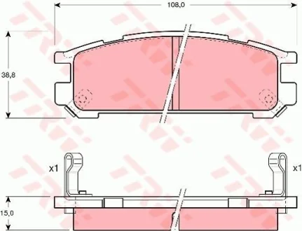 Комплект гальмівних колодок задн, SUBARU IMPREZA, LEGACY I, LEGACY II, LEGACY III, LEGACY OUTBACK, SVX 1.6-3.3 01.89-08.03 TRW GDB990