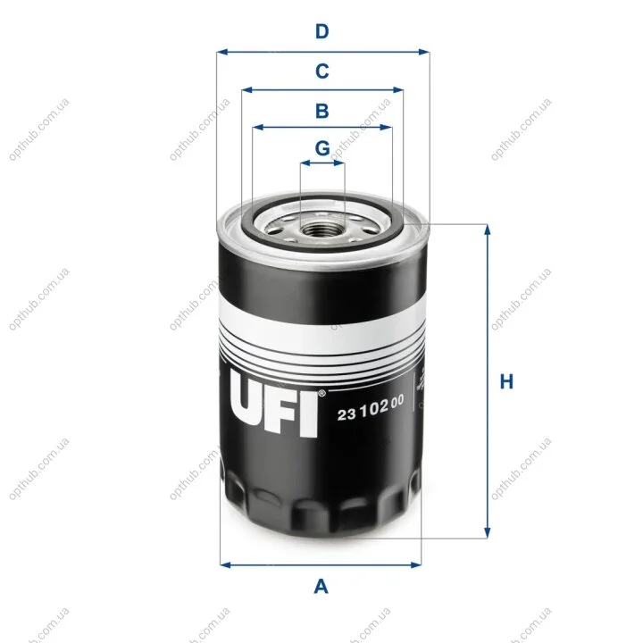 Фільтр масляний ALLIS CHALMERS, ATLAS COPCO, CATERPILLAR, FIAT, FORD, JOHN DEERE, DIV. UFI 23.102.00 (фото 1)