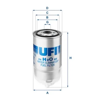Фільтр паливний CITROEN, FIAT, PEUGEOT -ua UFI 24.H2O.05