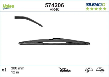 Щітка склоочисника ПЛАСТИКОВЫЙ ЗАДНИЙ SILENCIO® / 300 MM / VR40 -ua Valeo 574206