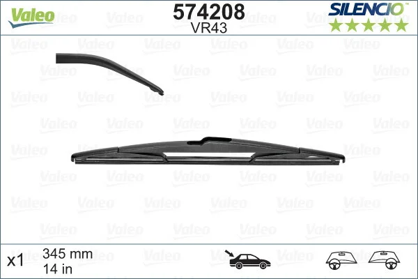 Щітка склоочисника (задня) (345mm) Opel Zafira Tourer C 11- (silencio) VALEO (opt-om) Valeo 574208 (фото 1)