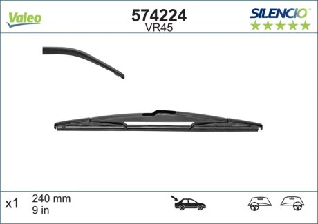 Щітка склоочисника ПЛАСТИКОВЫЙ ЗАДНИЙ SILENCIO® / 240 MM / VR45 -ua Valeo 574224
