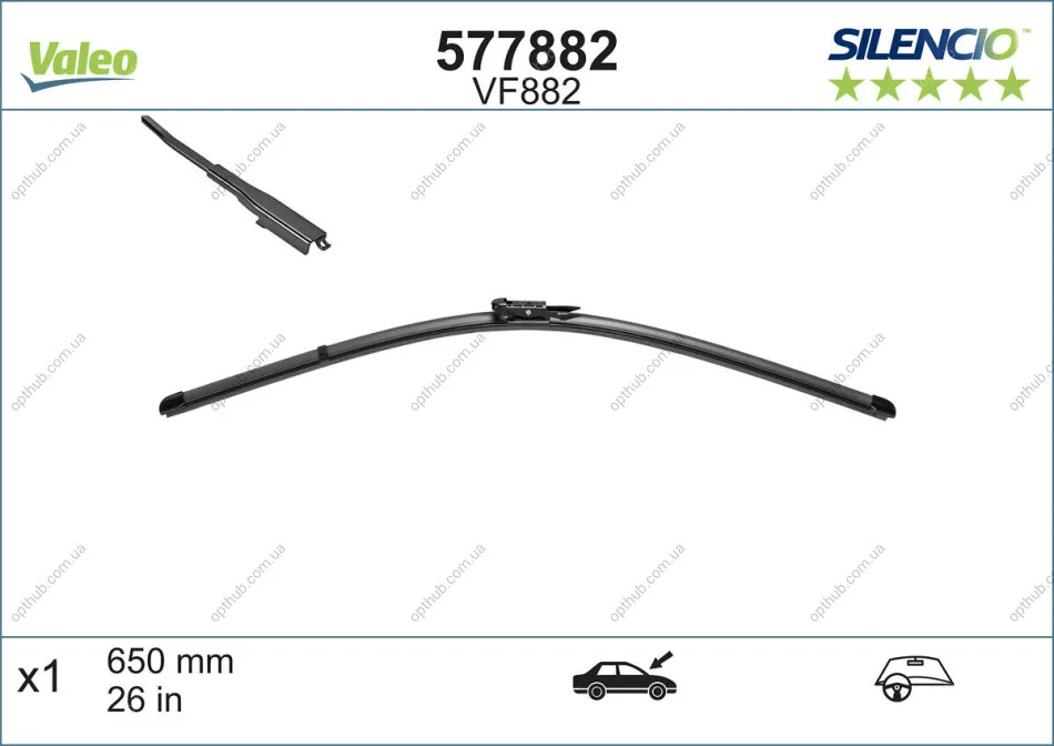 Щітка склоочисника БЕСКАРКАСНЫЙ SILENCIO® / 650 MM / VF882 -ua Valeo 577882 (фото 1)